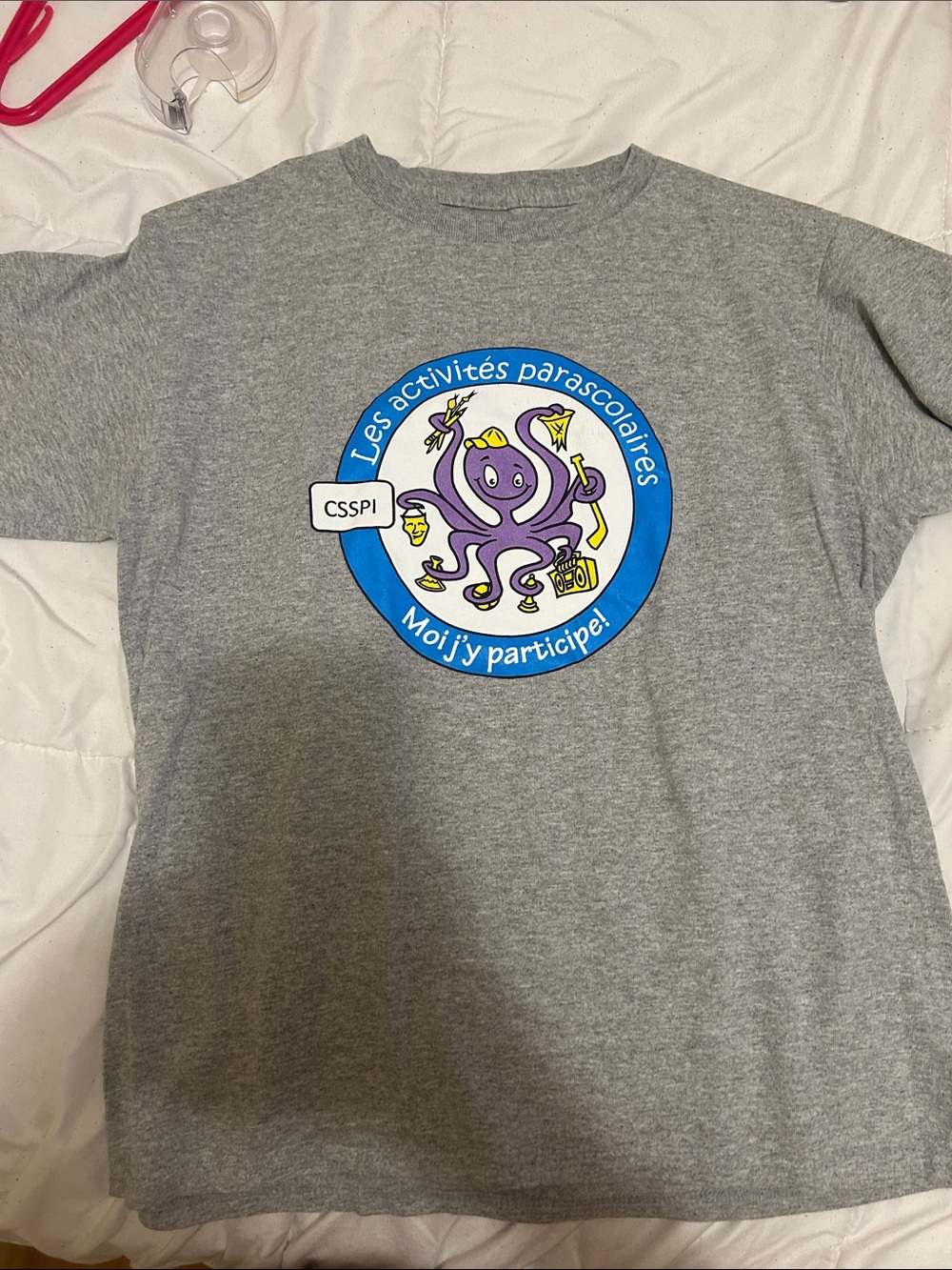 Kids Gray T-Shirt with Purple Octopus Graphic